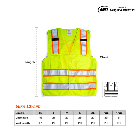 Tr Industrial Class 2 High Visibility 5-Point Breakaway Safety Vest, XL TR5PBA-XL